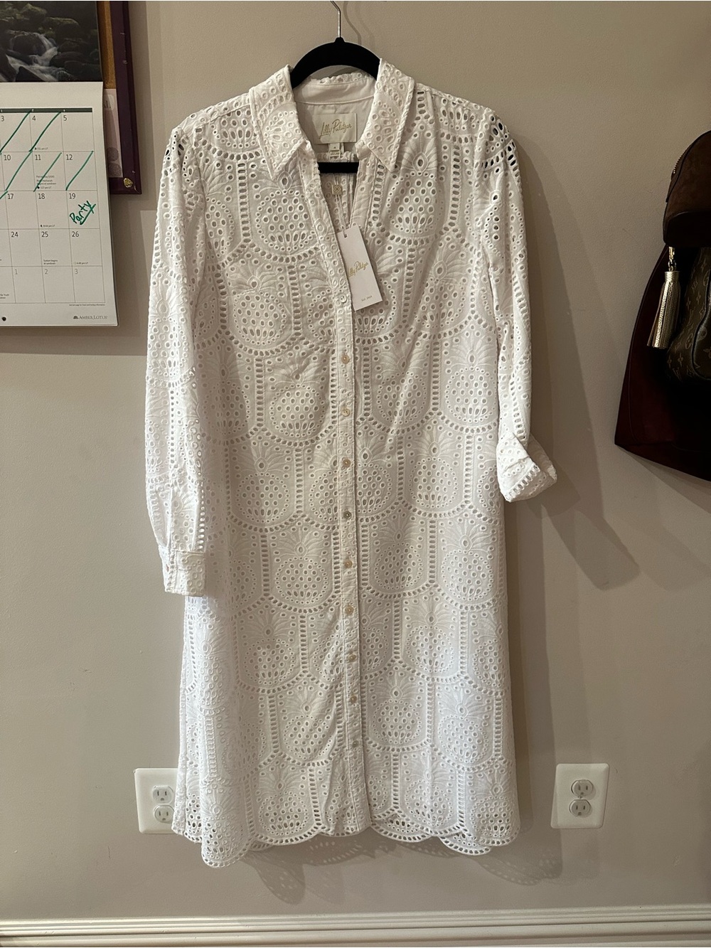 Lilly Pulitzer White Eyelet Midi Shirt Dress